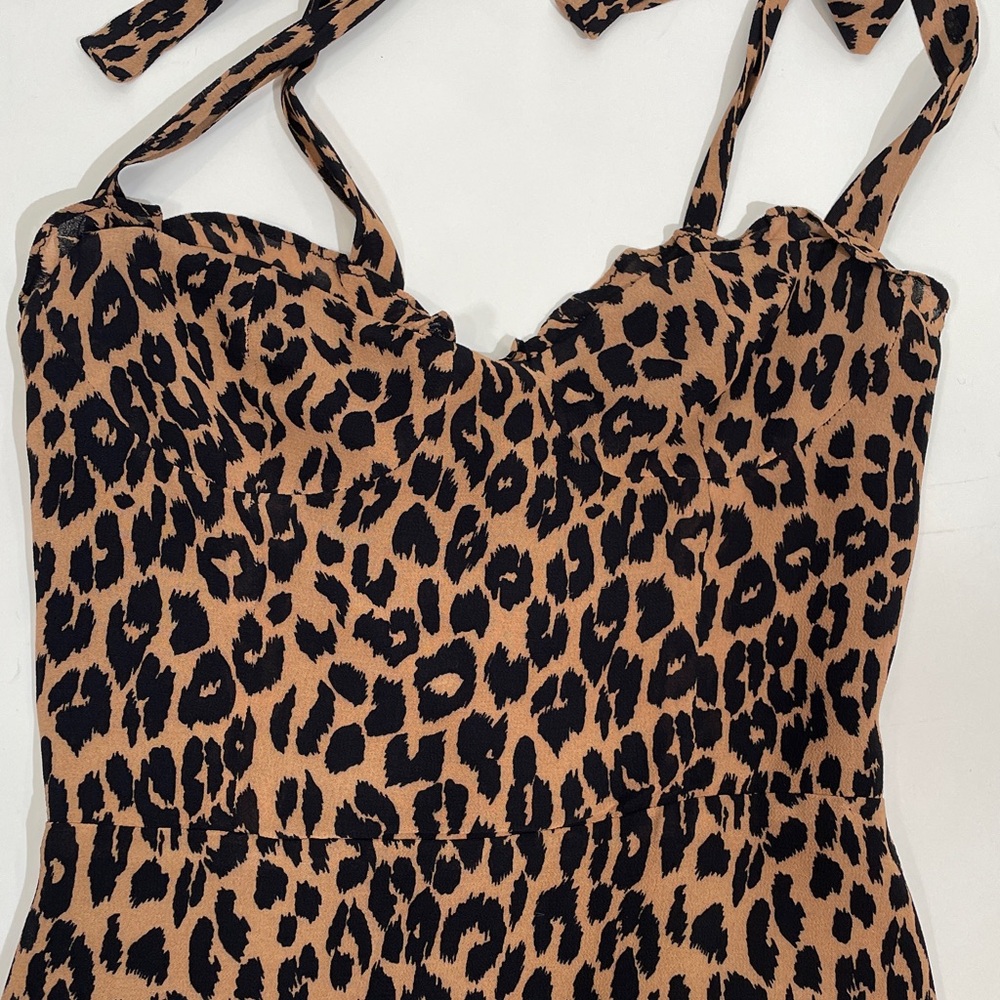 ReformationChristine Feline Leopard Print Mini Dress Size 0 EUC - Picture 8 of 12